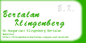bertalan klingenberg business card